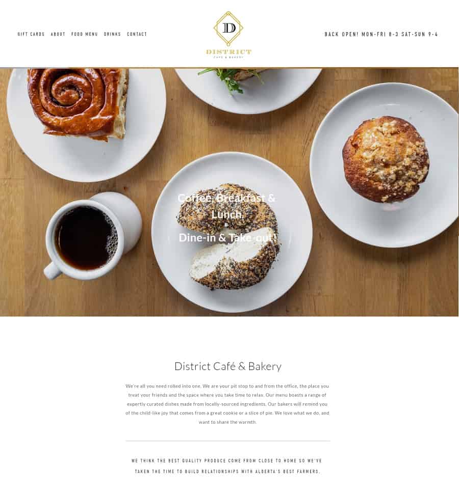 district cafe and bakery about page