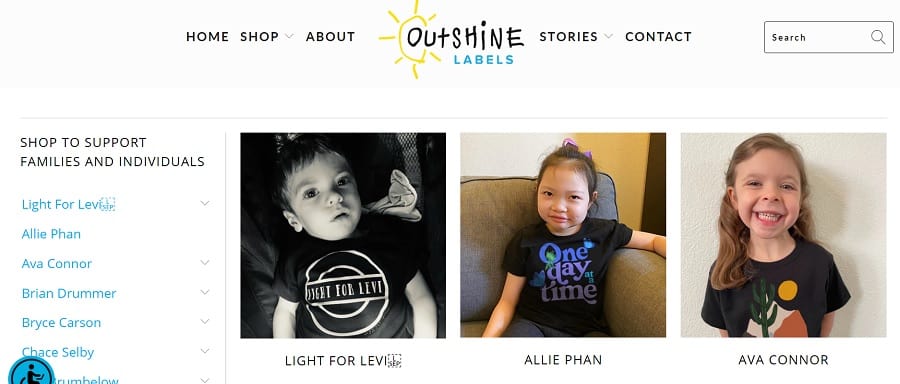 outshine labels shopping page