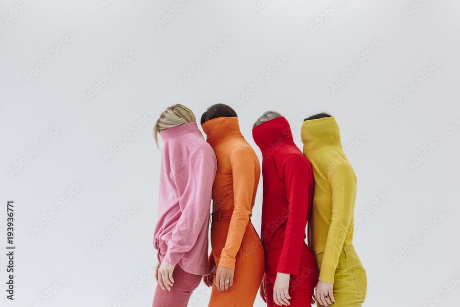 quirky colorful women weird stock photo