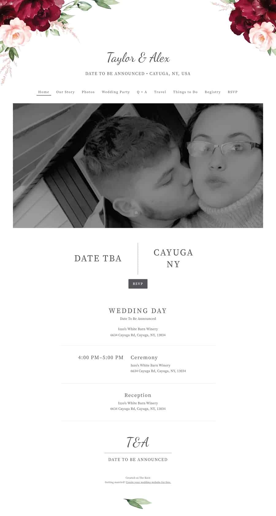 example of how to create a wedding website taylor and alex