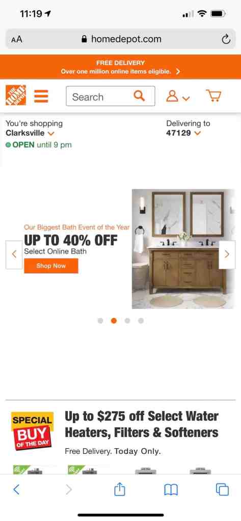 mobile website design inspiration from The Home Depot