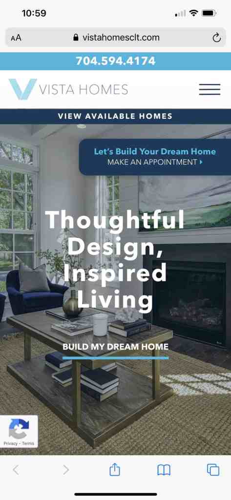 mobile website design inspiration from Vista Homes