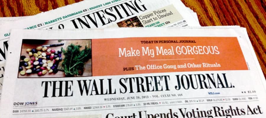 wall street journal print typography example