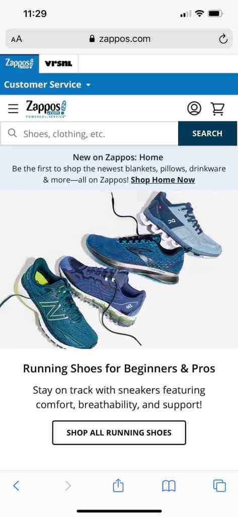 mobile website design inspiration from zappos
